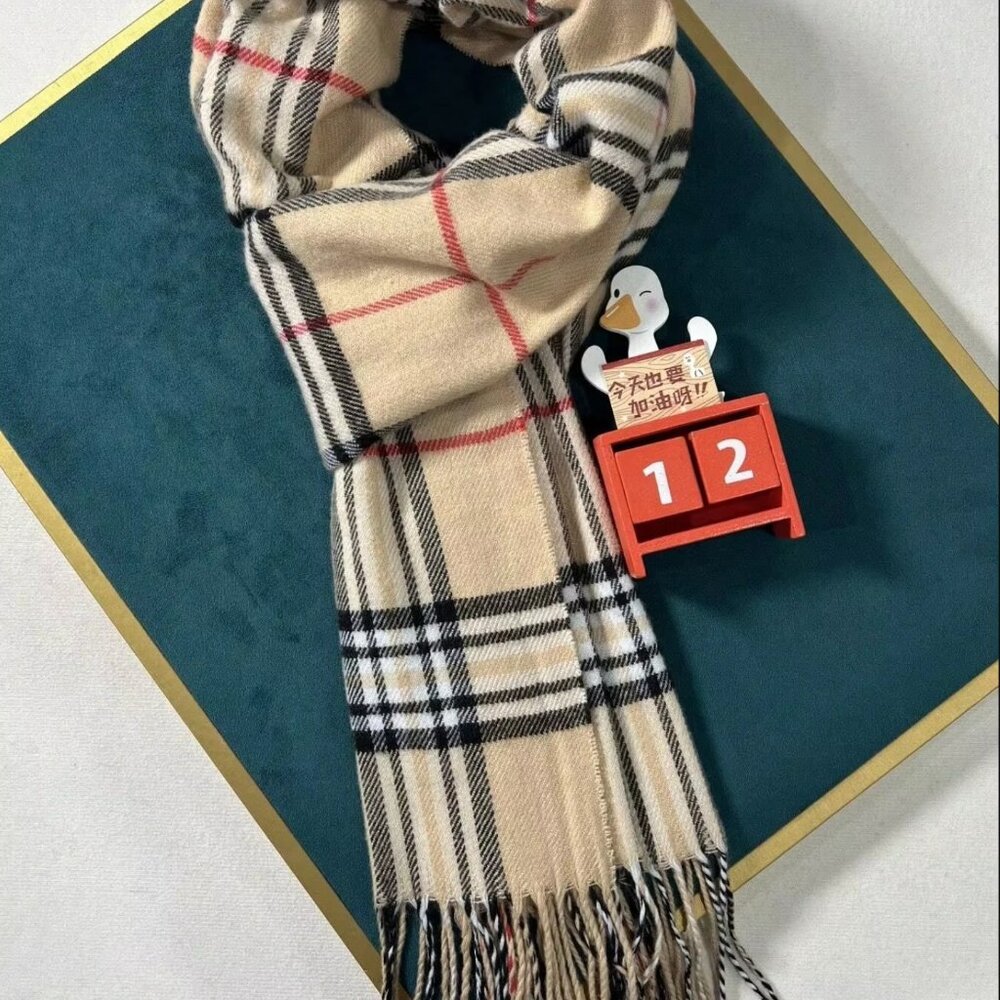 new Plaid ivory Scarf with Fringe unisex great Christmas gift Mom dad friend